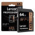 Lexar 633X Professional 64GB V30 U3 SDHC™/SDXC™ UHS-I Memory Cards (up to 95MB/s read, Write 45MB/s)