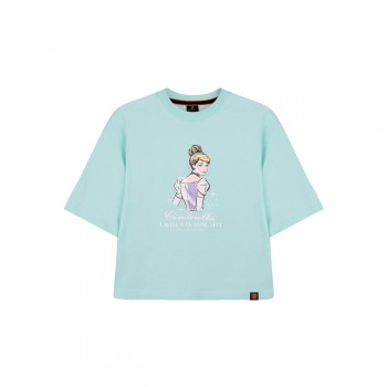 Disney Princess Series: Cinderella Women Tee (Blue, Size L)