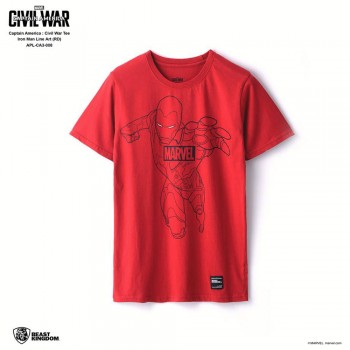 Marvel Captain America: Civil War Tee Iron Man Line Art - Red, Size XL (APL-CA3-008)